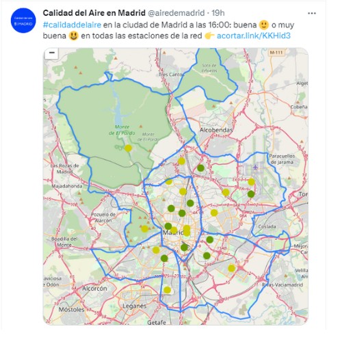 Twitter mapa calidad del aire madrid
